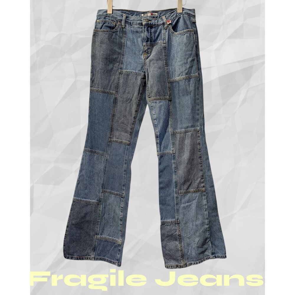 Fragile Jeans Patchwork denim flared legs   Sz 13